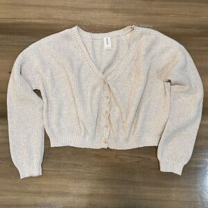 Abound Women's Light Beige Cropped Cardigan Sweater